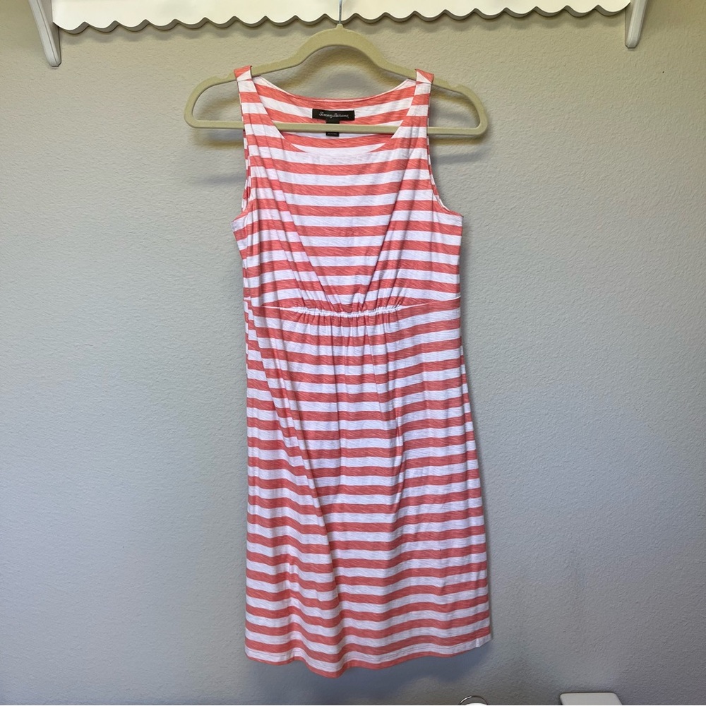 Tommy Bahama Coral and White Striped Cotton Dress